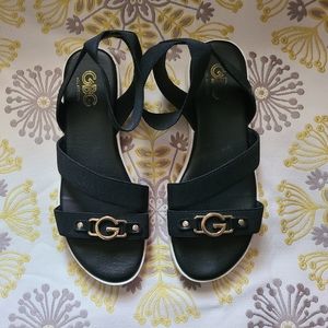 GBG Black & Gold Strappy Sandles